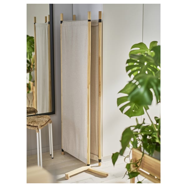 GLAMBERGET Room divider, pine/Katorp beige, 150x150 cm
