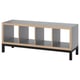 KALLAX grey shelving unit, modern design, wood & steel, rectangular & airy.