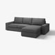 A KIVIK sectional sofa in dark grey, combining comfort and style with clean lines and removable armrests for customizable configurations.
