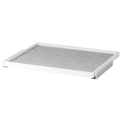 White pull-out tray with grey drawer mat, rectangular shape, minimalist design.