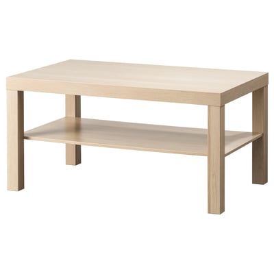 A light wooden LACK side table with a single shelf. It has a simple, rectangular design and is made of engineered wood materials.