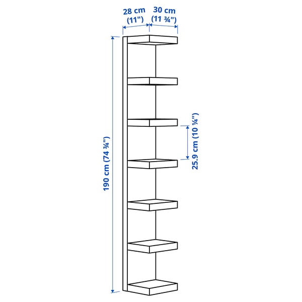 Illustration with measurements for the product: LACK.