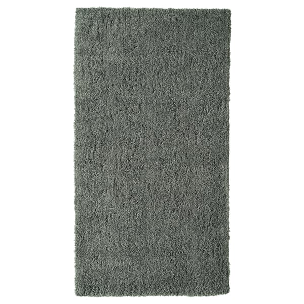 Grey LINDKNUD rug, soft, rectangular, recycled polyester.