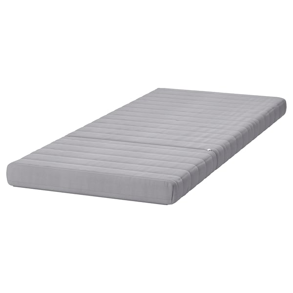 Grey lycksele foam mattress, rectangular, quilted design.