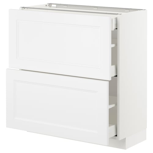 White METOD kitchen cabinet set, modern and traditional, with smooth drawers and door.