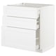 White METOD kitchen cabinet with three drawers.