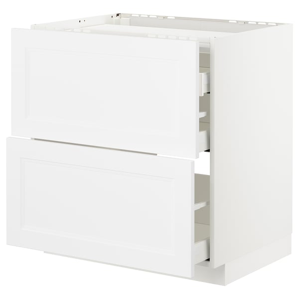 White METOD cabinet set, minimalist style, smooth drawers, 25 year guarantee.