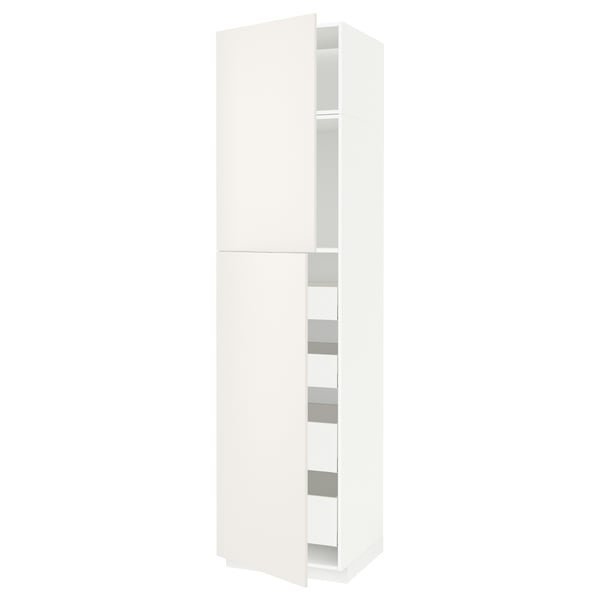White kitchen cabinet, part of the METOD system, rectangular shape, clean design, solid frame construction, smooth-running drawers.
