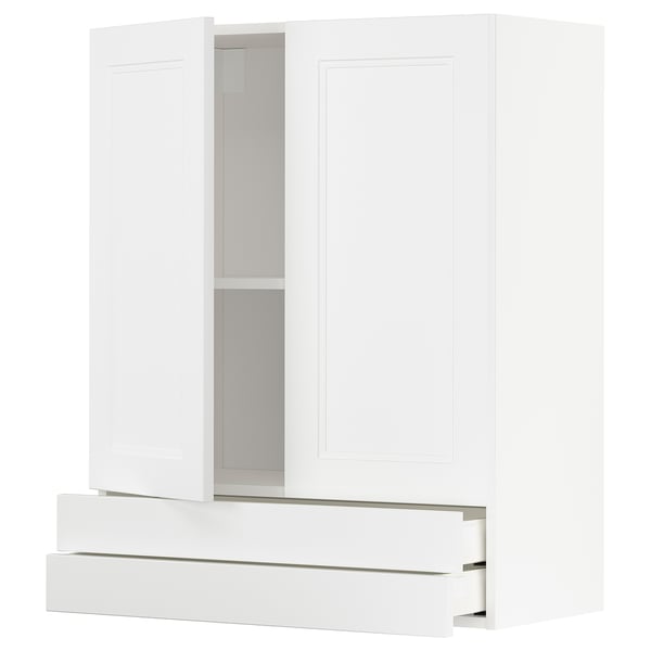 White METOD kitchen unit with drawers and cabinet.