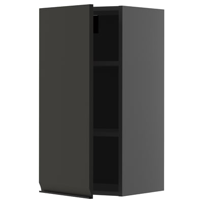 Modern black METOD kitchen cabinet with adjustable shelves.