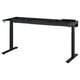 MITTZON black adjustable desk base with crossbar and hooks, made from powder-coated steel.