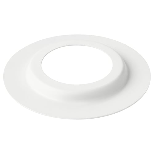 Depicts a white MONTERA ceiling light fixture. It is round, smooth, and modern looking, made of painted steel.