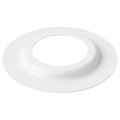 Depicts a white MONTERA ceiling light fixture. It is round, smooth, and modern looking, made of painted steel.