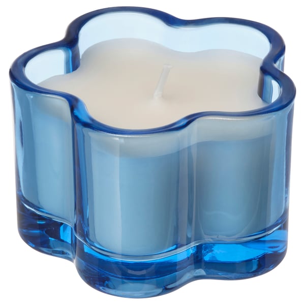 MORKULLA Scented candle in glass, Lilac assorted colours, 12 hr