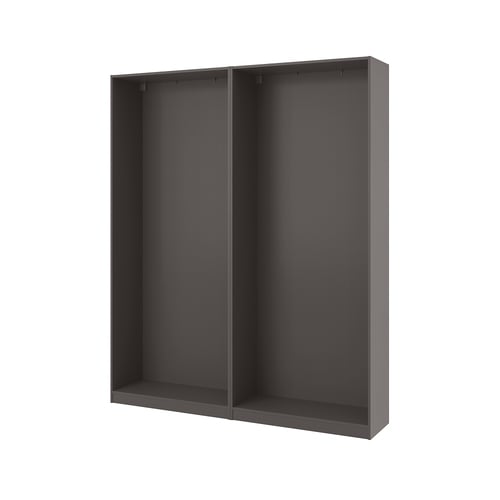 Black PAX wardrobe frame, rectangular, 2 sections, compact, sturdy, customize.