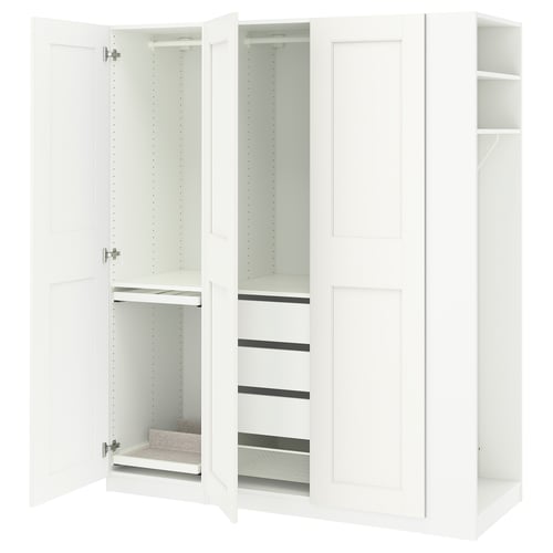 PAX / GRIMO Wardrobe combination, white white/white, 170x60x201 cm