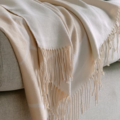 PERSIKOTRÄD Throw, off-white/grey-beige, 150x200 cm