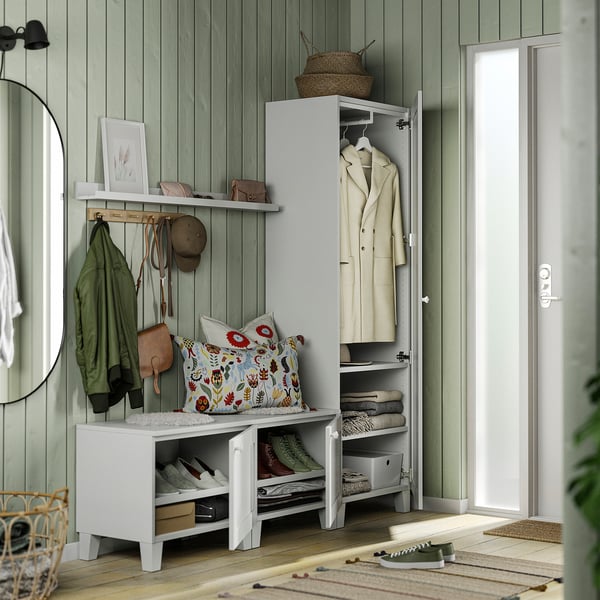PLATSA Wardrobe with 3 doors, white/Sannidal white, 180x42x191 cm