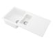 White 1. 5-basin sink; rectangular, seamless, modern design.