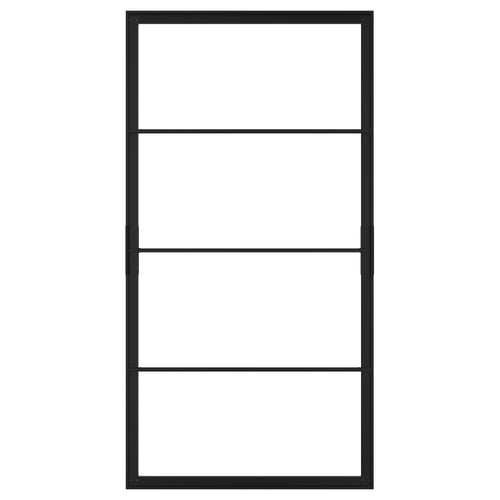 Black SKYTTA sliding door frame; minimalist, rectangular design.