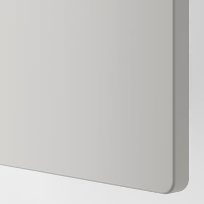 Smooth, sleek grey drawer front, modern design.