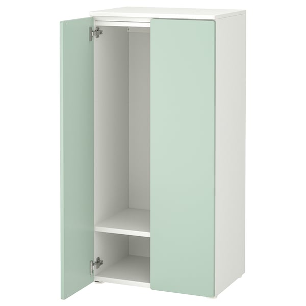 SMÅSTAD kids wardrobe: light green, square, soft-close doors.