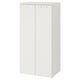 A white SMÅSTAD wardrobe for children, with two doors and adjustable interiors, designed to help kids manage their belongings independently.