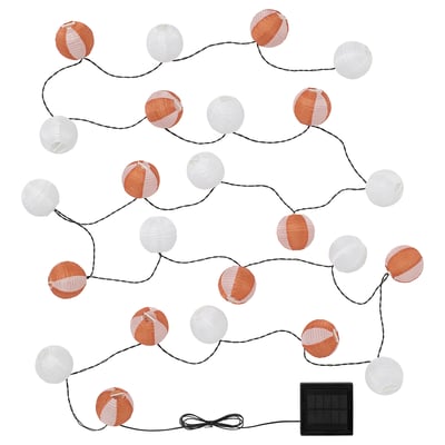 SOLVINDEN solar-powered lanterns, orange & white, circular, string design.