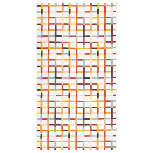 STRANDKÄMPAR: multicoloured line chequered cotton fabric, rectangular, for crafts, curtains, ironable, machine washable.