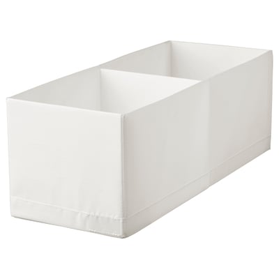 A white STUK storage box, rectangular and made of recycled polyester fabric. It has a plain, simple design with folded edges.