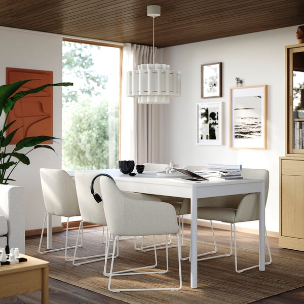 TONSTAD Table and 6 chairs, off-white/Gunnared beige white, 200x85 cm