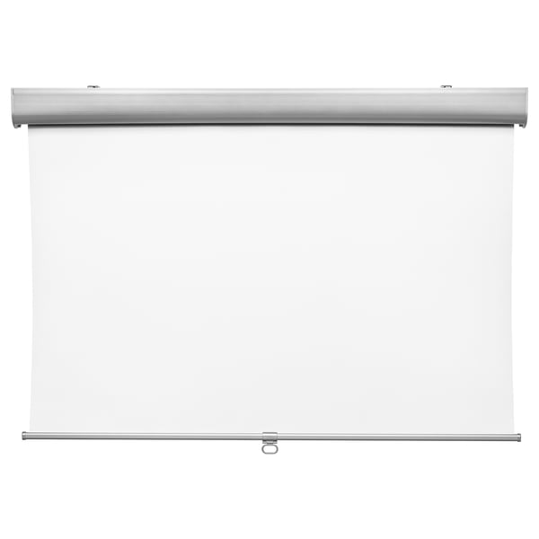 TRETUR roller blind, white. Modern, rectangular, cordless design with aluminium top.