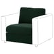 Dark green VIMLE armchair with white accents, sleek design, modern style.