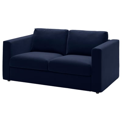 VIMLE: blue 2-seater sofa; modern design, plush fabric.