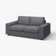 Grey VIMLE sofa, modern minimalist design, soft fabric cover, comfortable cushions.