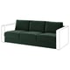 Dark green VIMLE sofa, modern design, three cushions, plush fabric.