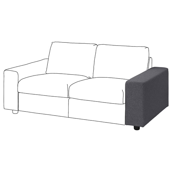 A modern VIMLE sofa in gray with clean lines and removable cushions for easy cleaning.