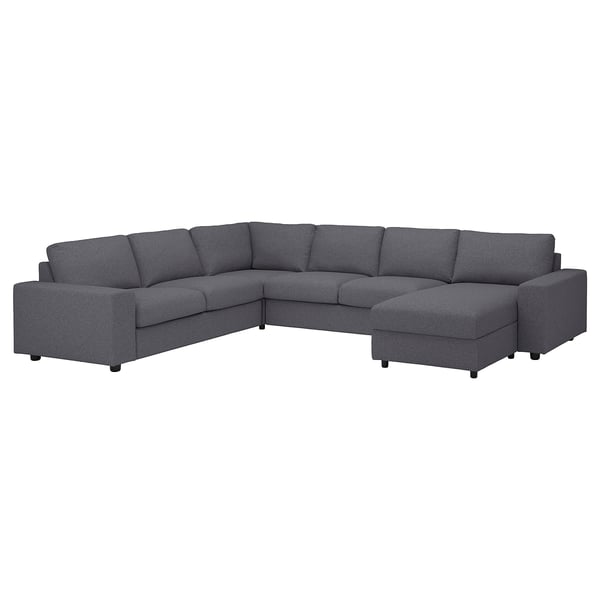 Grey VIMLE corner sectional sofa with dark legs and removable cushions.