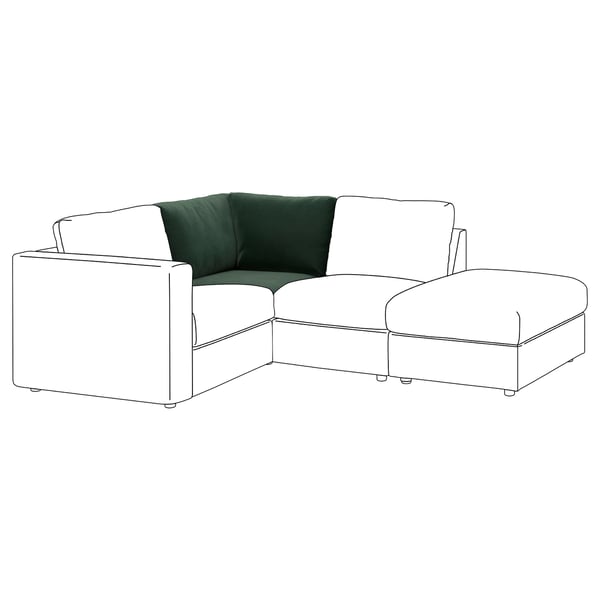 VIMLE sectional sofa, modern l-shape with green cushions.