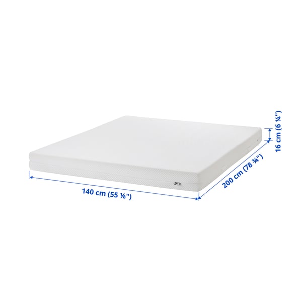 ÅBYGDA מזרן ספוג, דרגת קשיחות גבוהה/לבן, 140x200 ס"מ