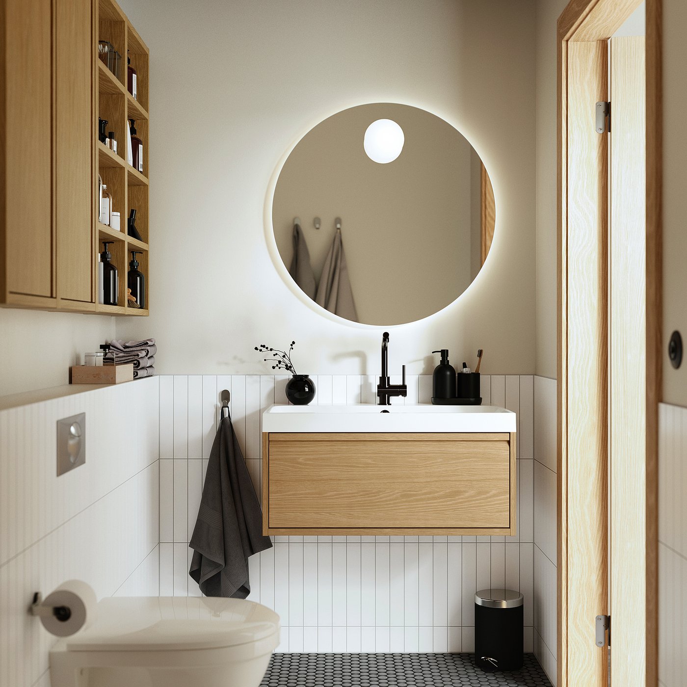 ÄNGSJÖN ארון כיור עם מגירה, גוון אלון, 80x48x33 ס"מ