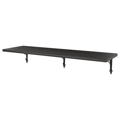 BERGSHULT / KROKSHULT מדף עם תומכים, חום-שחור/שחור, ‎120x30 ס"מ‏