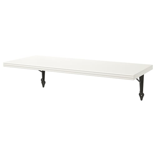 BERGSHULT / KROKSHULT מדף עם תומכים, לבן/שחור, 80x30 ס"מ