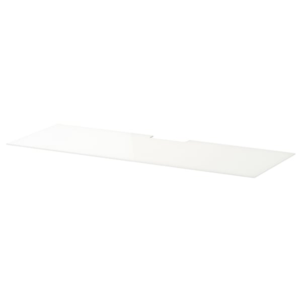 BESTÅ פנל עליון לטלוויזיה, זכוכית/לבן, 120x40 ס"מ