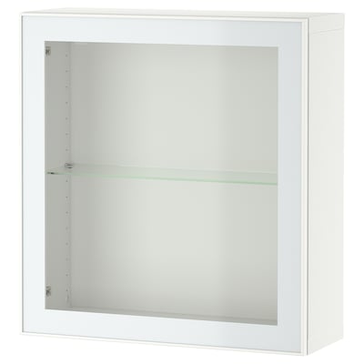 BESTÅ קומבינציית ארון לקיר, לבן Glassvik/לבן/ירוק בהיר זכוכית שקופה, ‎60x22x64 ס"מ‏