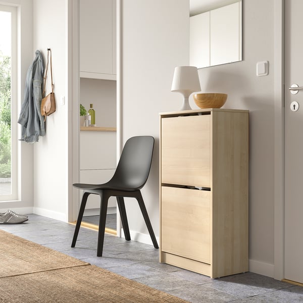 BISSA ארון נעליים עם 2 תאים, גוון אלון, 49x28x93 ס"מ
