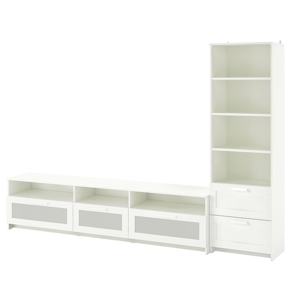 BRIMNES מערכת אחסון טלוויזיה, לבן, 274x41x190 ס"מ