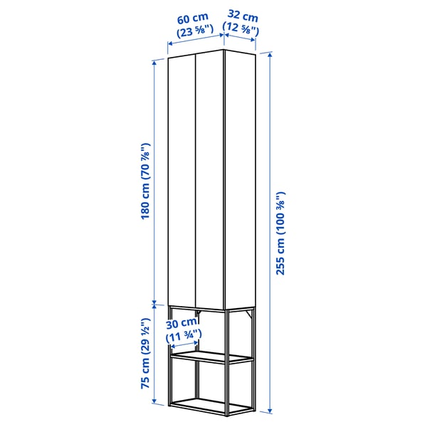 ENHET מערכת אחסון, לבן, 60x32x255 ס"מ