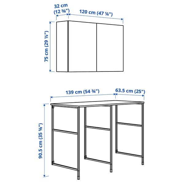 ENHET מערכת אחסון, לבן, 139x63.5x90.5 ס"מ