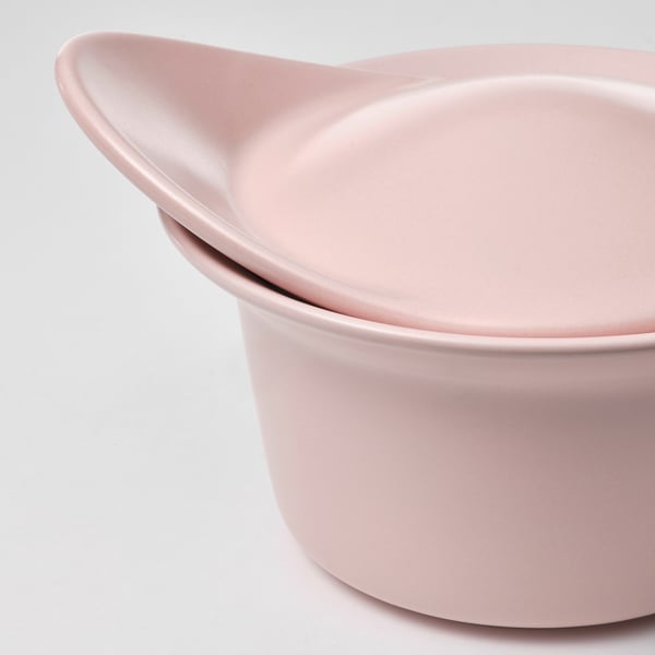 FÄRGKLAR תבנית אפייה/הגשה עם מכסה, מט ורוד בהיר, 0.2 ל'